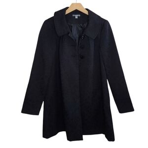 Apt. 9 | Black Textured A-line Swing Style Coat 3 Floral Buttons Size Small